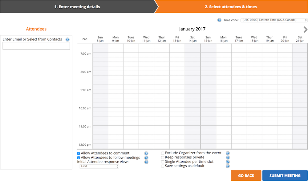 Select Dates and Times